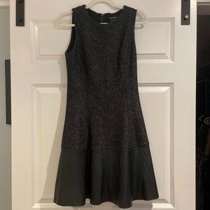 Club Monaco Black Wool and Leather Dress